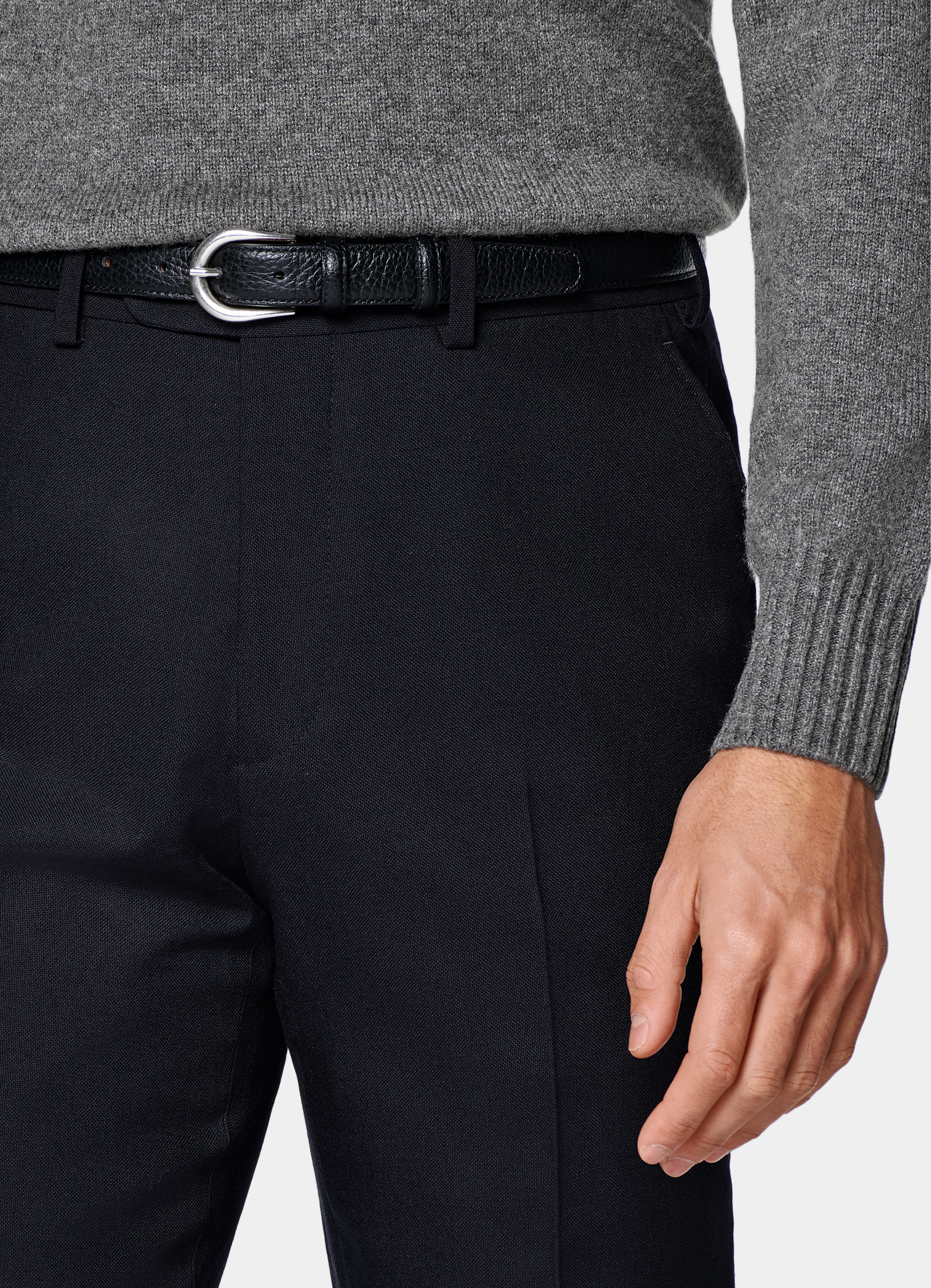 SUITSUPPLY All season Laine 4 fils infroissable par Rogna, Italie Pantalon Slim Leg Straight bleu marine