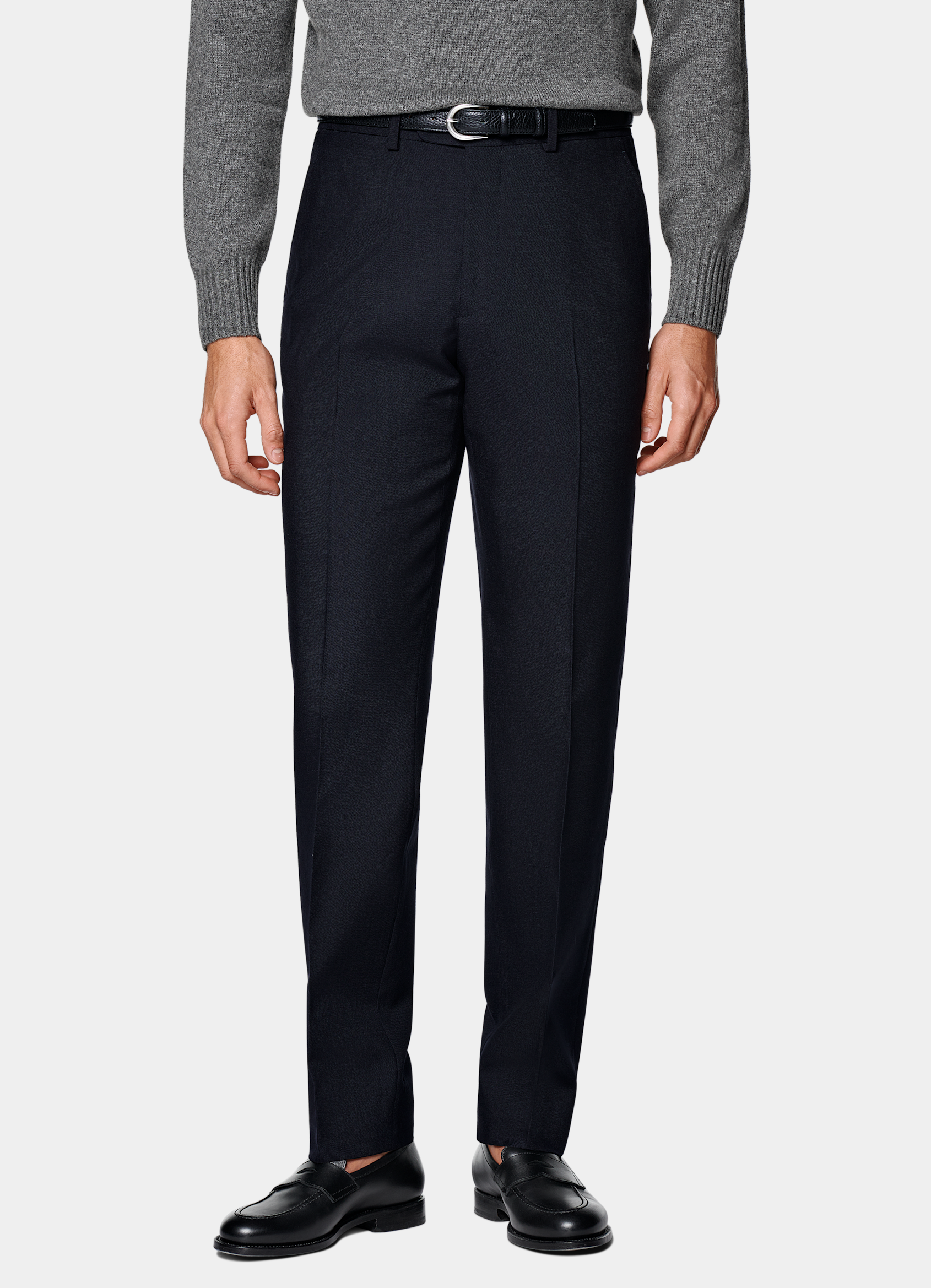 SUITSUPPLY All season Laine 4 fils infroissable par Rogna, Italie Pantalon Slim Leg Straight bleu marine