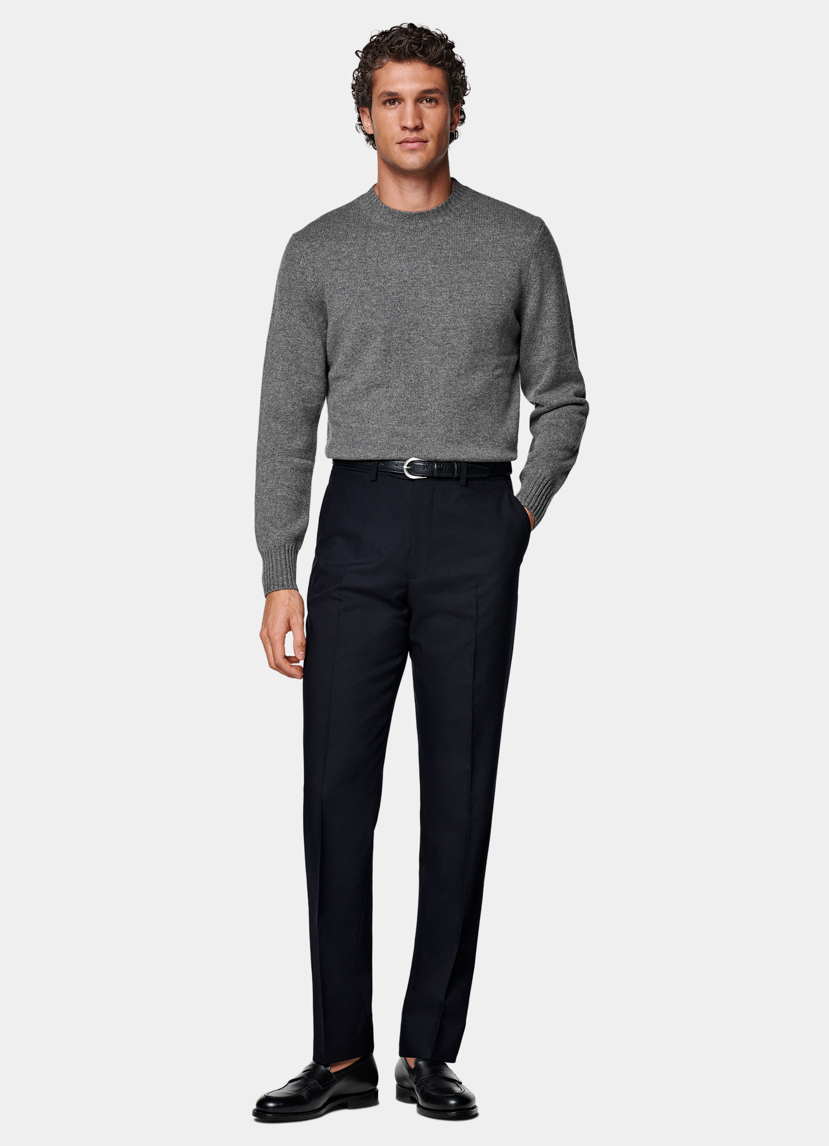 SUITSUPPLY All season Laine 4 fils infroissable par Rogna, Italie Pantalon Slim Leg Straight bleu marine