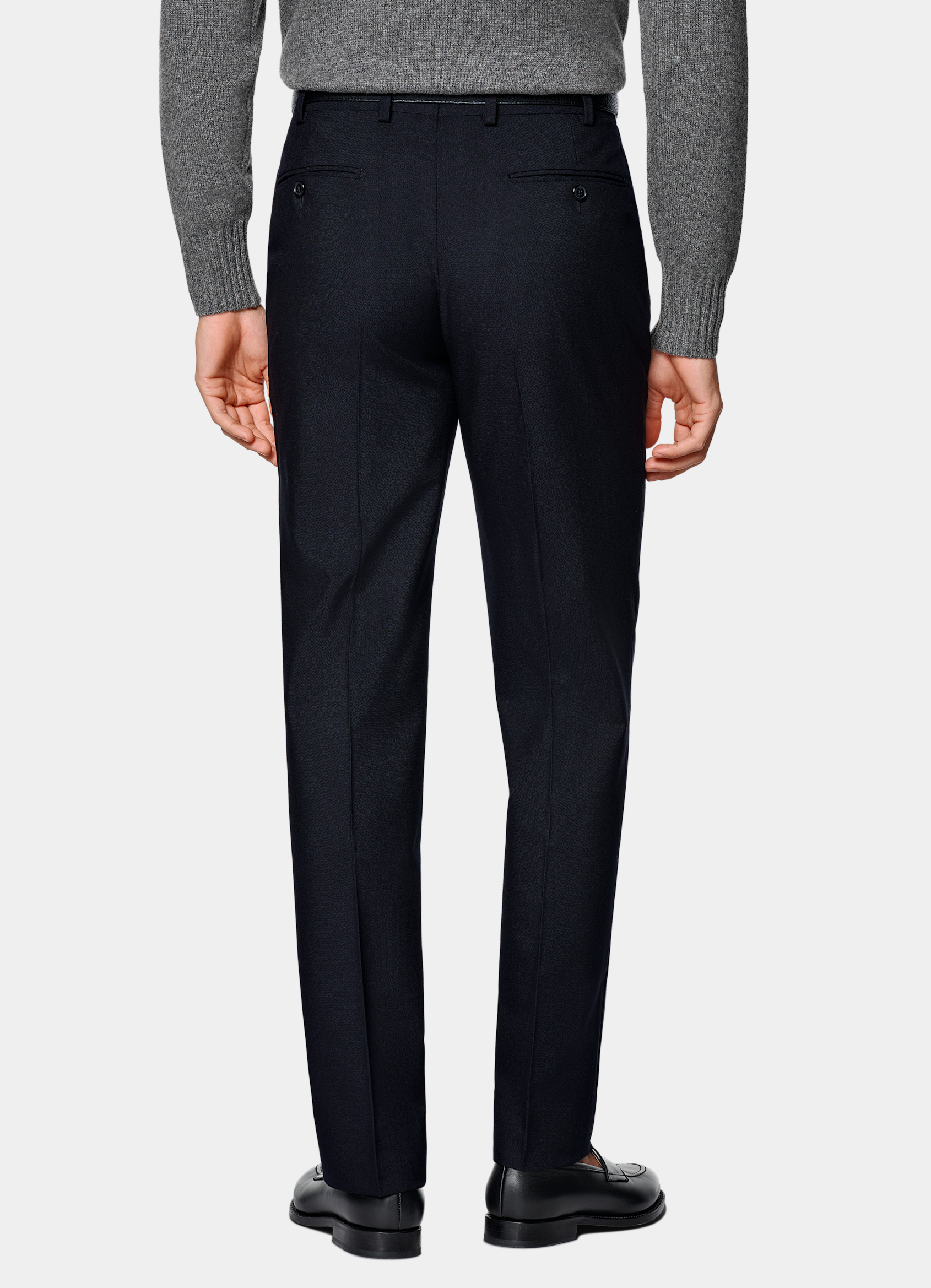 SUITSUPPLY All season Laine 4 fils infroissable par Rogna, Italie Pantalon Slim Leg Straight bleu marine