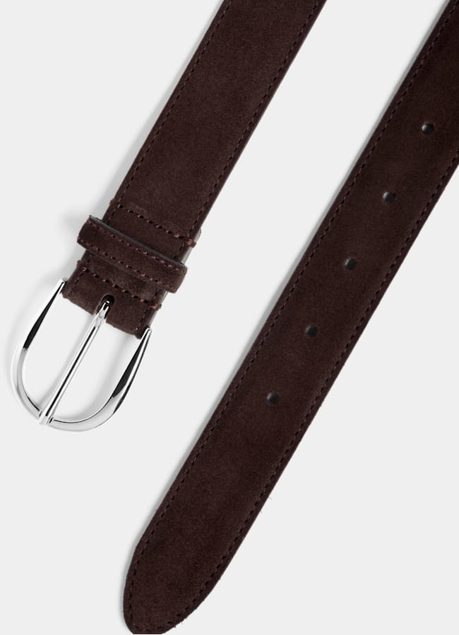 SUITSUPPLY Piel de vaca italiana Cinturón marrón oscuro