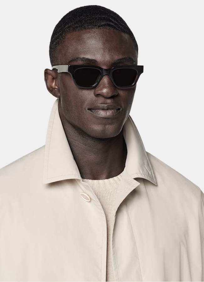 SUITSUPPLY Water-Repellent Technical Fabric by Lanificio Ermenegildo Zegna, Italy Sand Overcoat