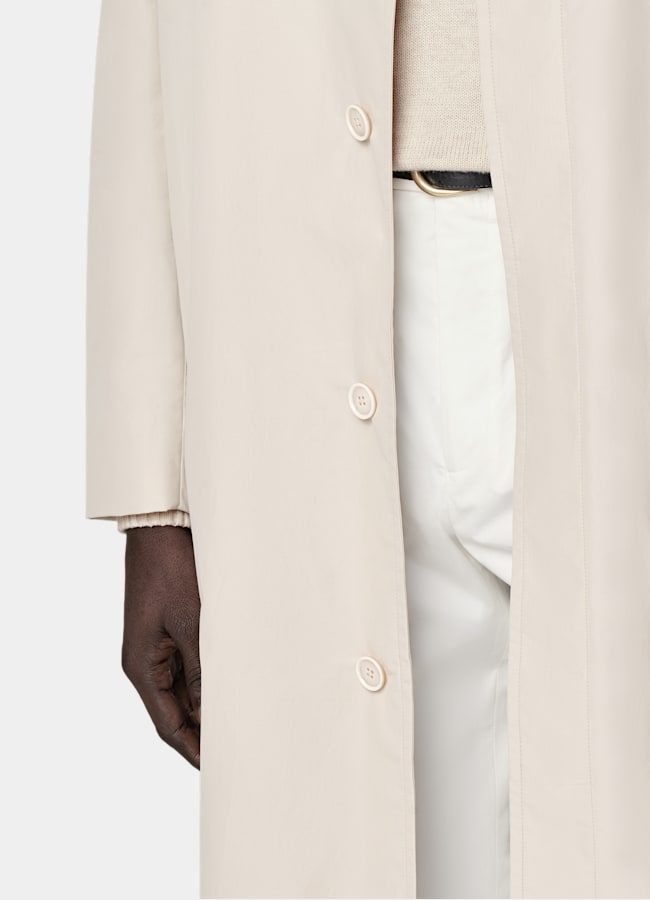 SUITSUPPLY Water-Repellent Technical Fabric by Lanificio Ermenegildo Zegna, Italy Sand Overcoat