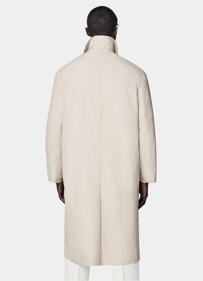 SUITSUPPLY Water-Repellent Technical Fabric by Lanificio Ermenegildo Zegna, Italy Sand Overcoat