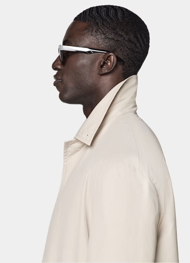 SUITSUPPLY Water-Repellent Technical Fabric by Lanificio Ermenegildo Zegna, Italy Sand Overcoat