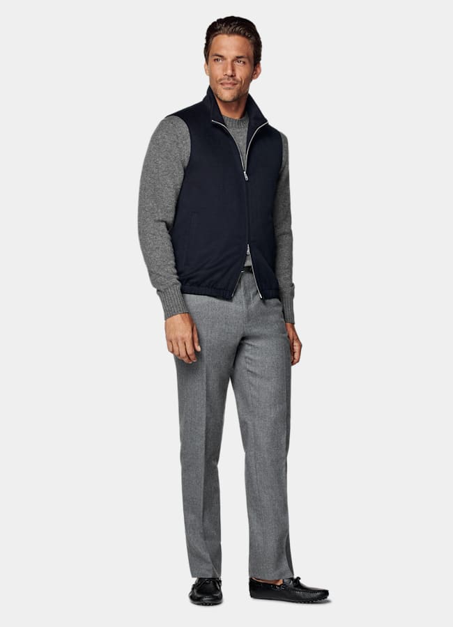 SUITSUPPLY Pure Circular Cashmere by Colombo, Italy Navy Zip Vest