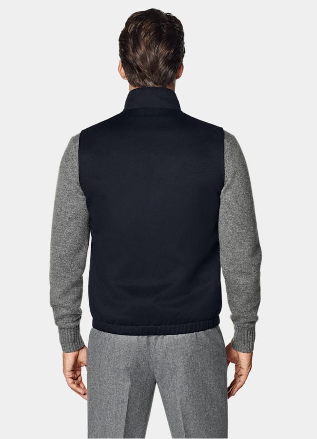 SUITSUPPLY Pure Circular Cashmere by Colombo, Italy Navy Zip Vest