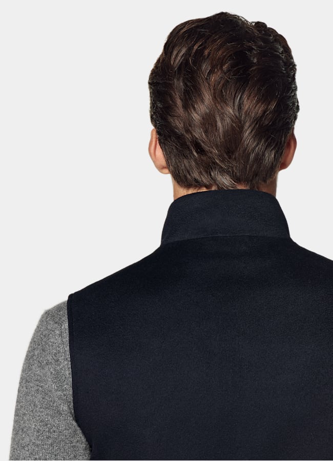 SUITSUPPLY Pure Circular Cashmere by Colombo, Italy Navy Zip Vest