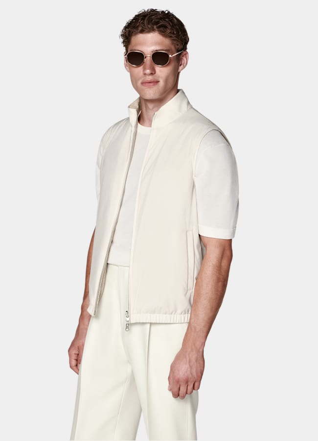 SUITSUPPLY Technical Fabric by Olmetex, Italy Off-White Reversible Zip Vest