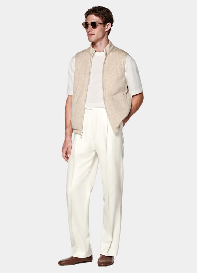 SUITSUPPLY Technical Fabric by Olmetex, Italy Off-White Reversible Zip Vest