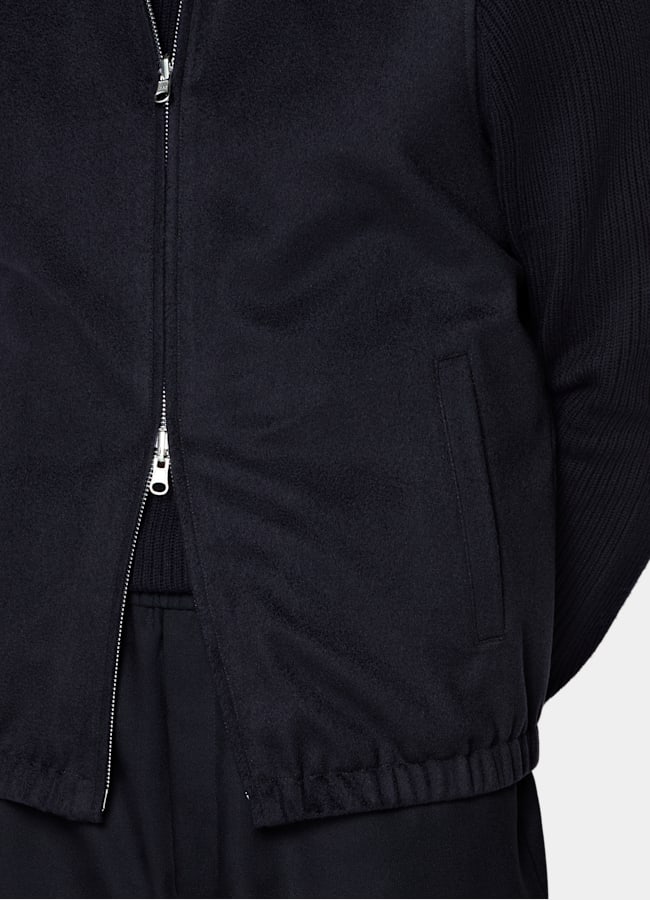 SUITSUPPLY Pure Cashmere by Colombo, Italy Navy Reversible Zip Vest