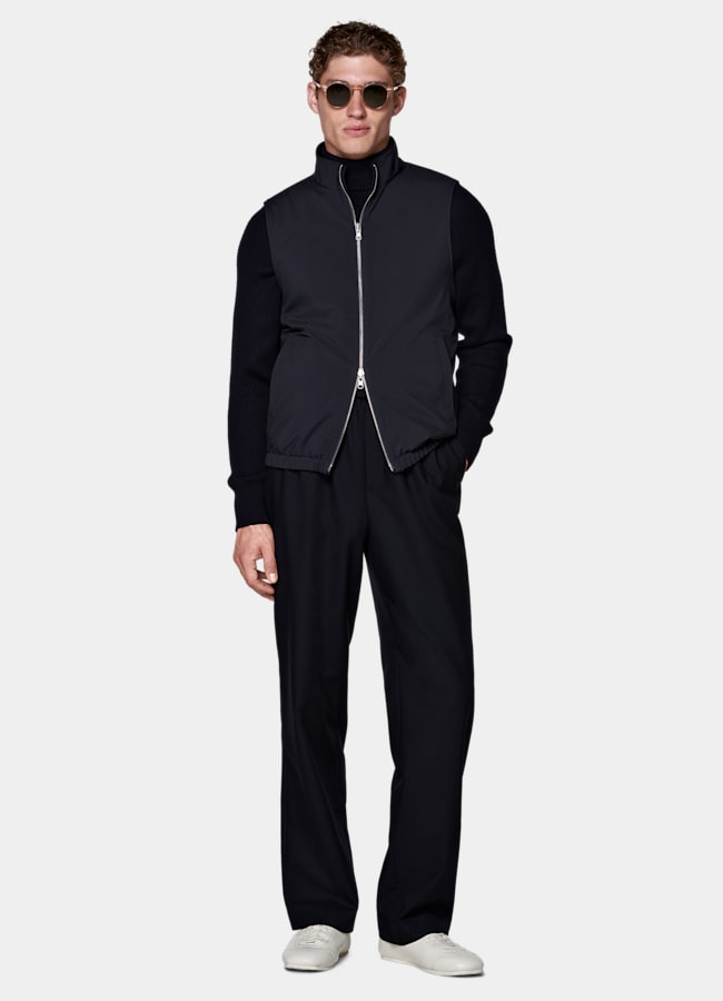 SUITSUPPLY Pure Cashmere by Colombo, Italy Navy Reversible Zip Vest