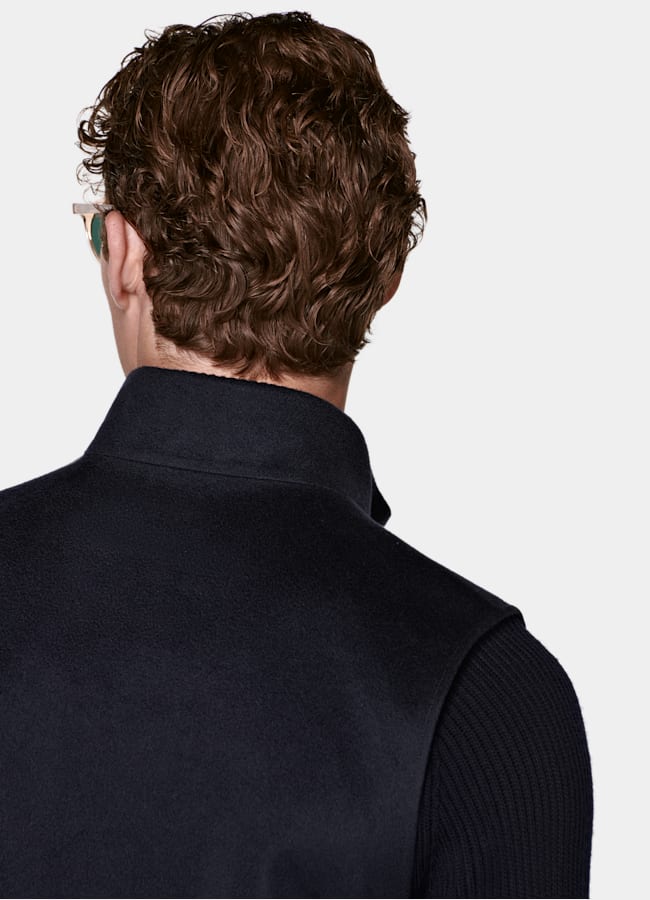 SUITSUPPLY Pure Cashmere by Colombo, Italy Navy Reversible Zip Vest