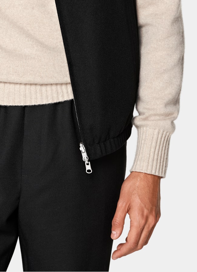 SUITSUPPLY Puro cachemir de Colombo, Italia Chaleco reversible negro con cremallera
