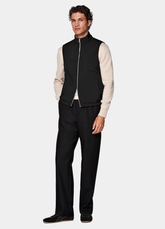 SUITSUPPLY Puro cachemir de Colombo, Italia Chaleco reversible negro con cremallera