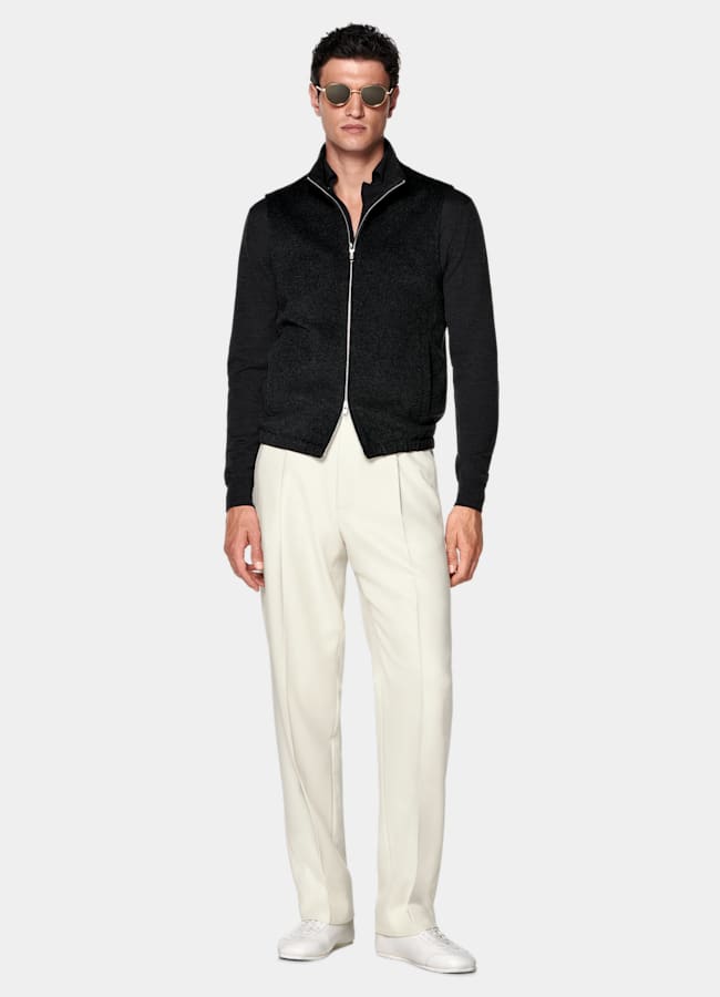 SUITSUPPLY Pure Wool Dark Grey Zip Vest