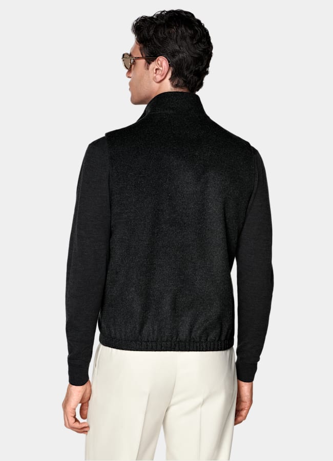 SUITSUPPLY Pure Wool Dark Grey Zip Vest