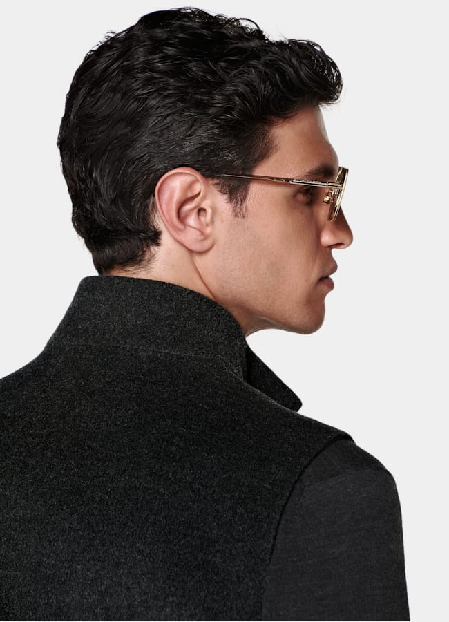 SUITSUPPLY Pure Wool Dark Grey Zip Vest