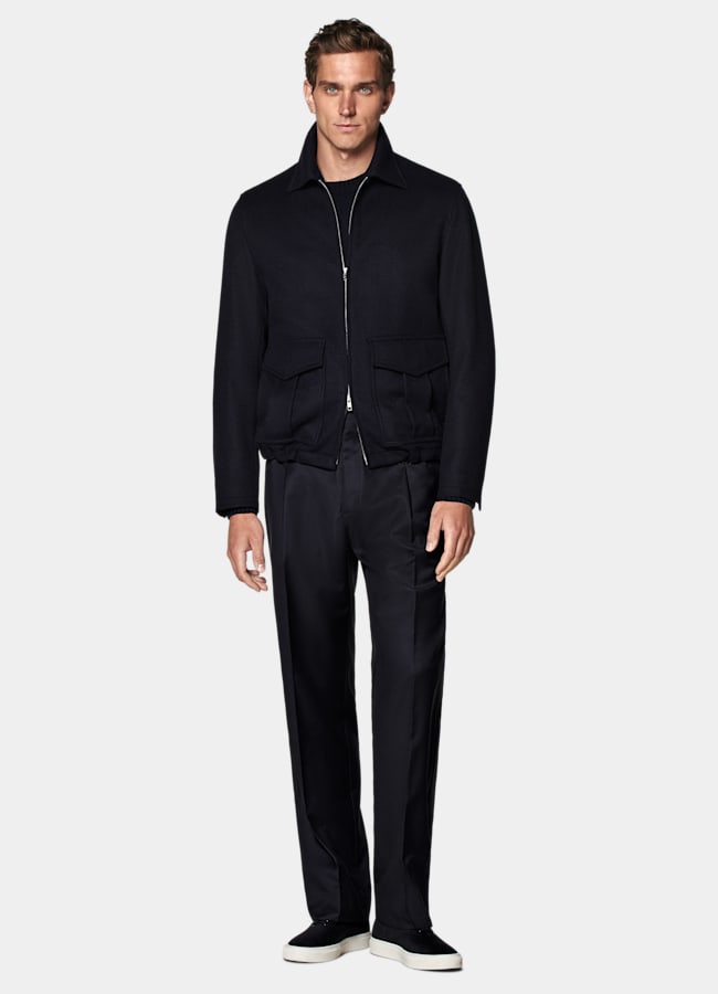 SUITSUPPLY Pure Wool Navy Bomber Jacket