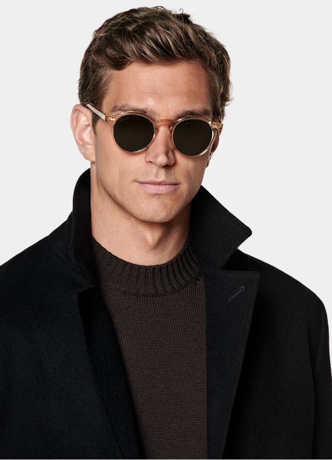 SUITSUPPLY Pure Wool Black Overcoat