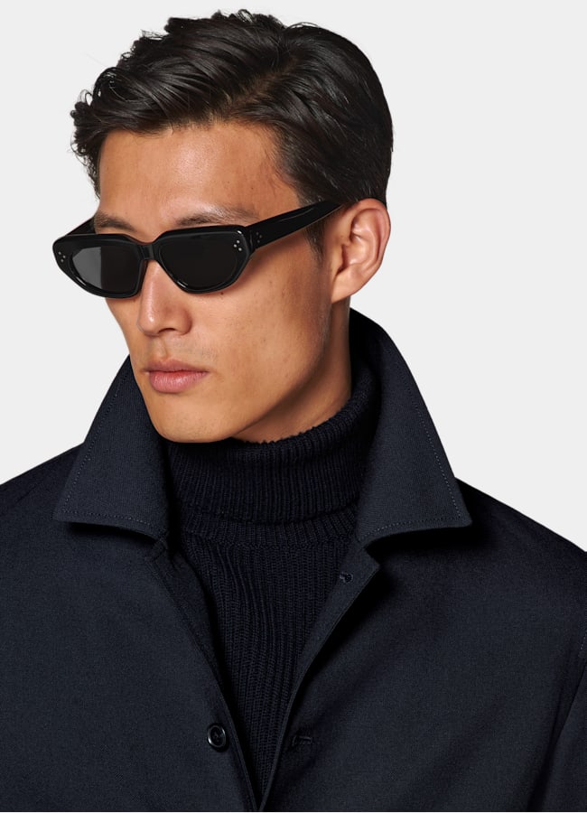 SUITSUPPLY Wrinkle-Free 4-Ply Wool by Rogna, Italy Navy Bomber Jacket