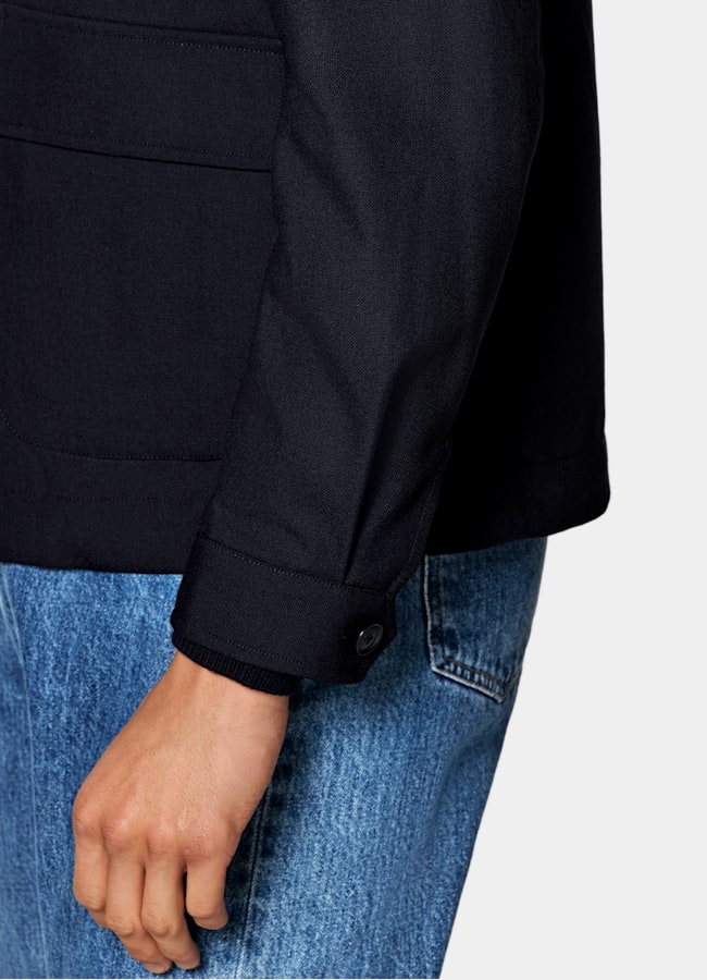 SUITSUPPLY Wrinkle-Free 4-Ply Wool by Rogna, Italy Navy Bomber Jacket