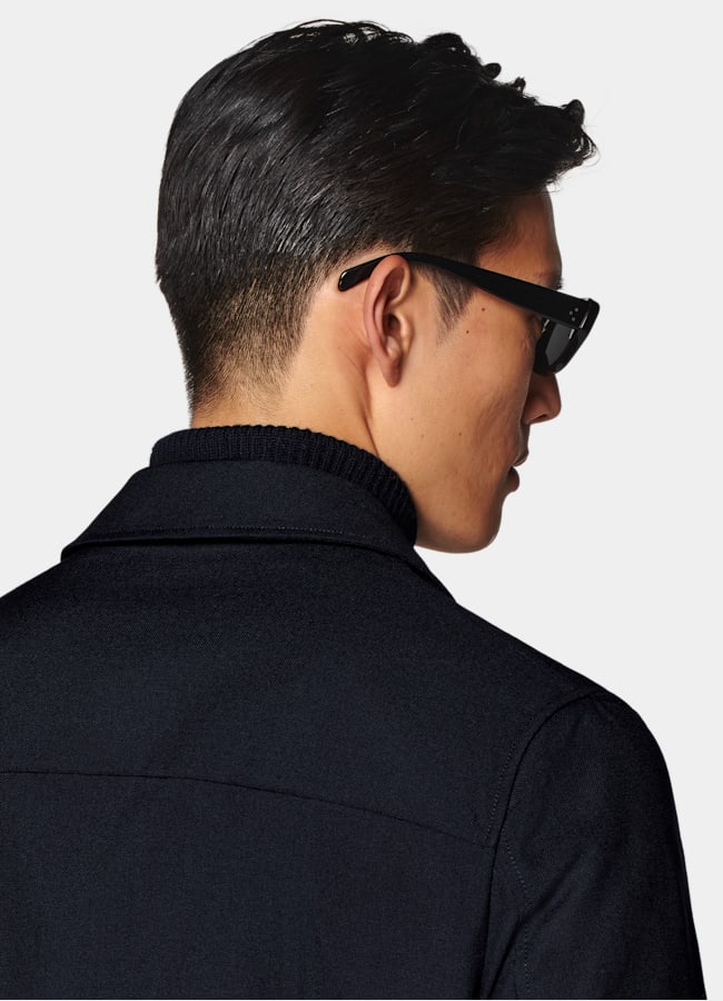 SUITSUPPLY Wrinkle-Free 4-Ply Wool by Rogna, Italy Navy Bomber Jacket