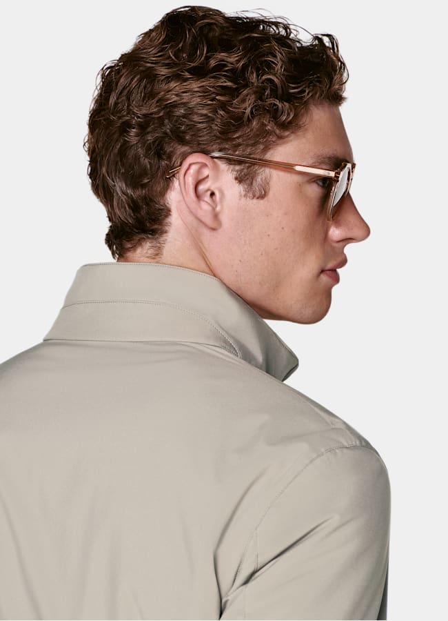 SUITSUPPLY Water-Repellent Technical Fabric by Olmetex, Italy Taupe Reversible Bomber Jacket