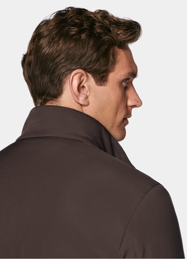 SUITSUPPLY Water-Repellent Technical Fabric by Olmetex, Italy Dark Brown Reversible Bomber Jacket
