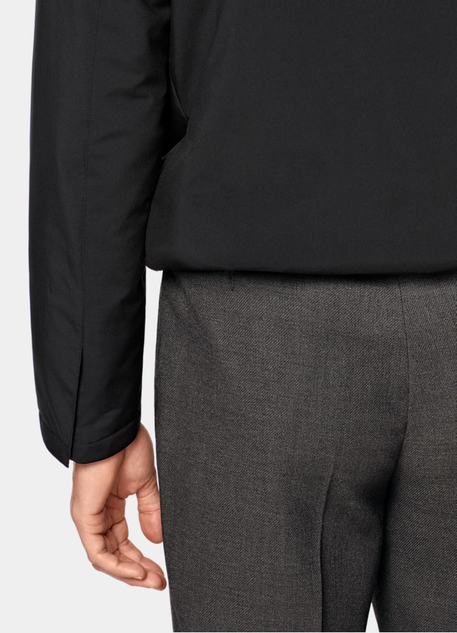 SUITSUPPLY Water-Repellent Technical Fabric by Olmetex, Italy Black Down Bomber Jacket