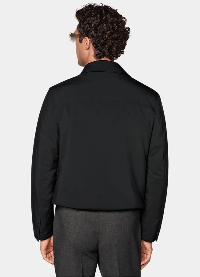 SUITSUPPLY Water-Repellent Technical Fabric by Olmetex, Italy Black Down Bomber Jacket