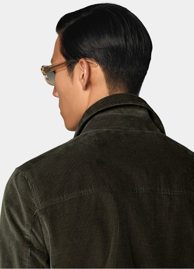 SUITSUPPLY Pure Cotton Corduroy by Pontoglio, Italy Dark Green Corduroy Bomber Jacket