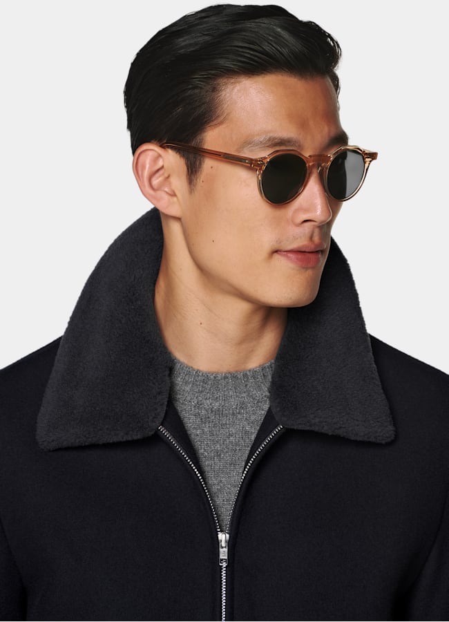 SUITSUPPLY Pure Wool Navy Bomber Jacket
