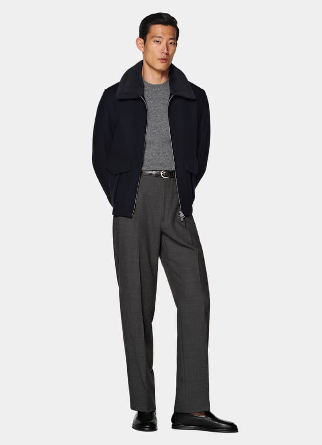 SUITSUPPLY Pure Wool Navy Bomber Jacket