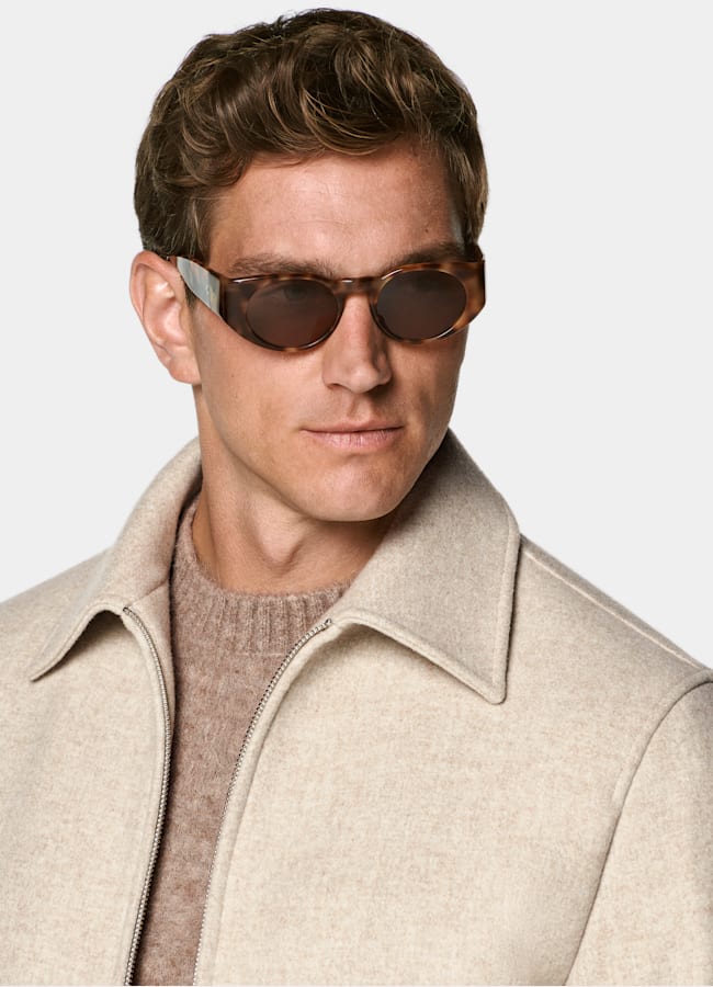 SUITSUPPLY Pure Wool Sand Bomber Jacket