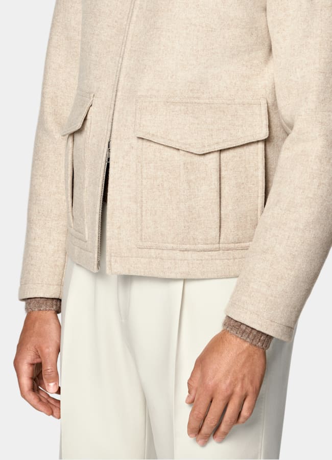 SUITSUPPLY Pure Wool Sand Bomber Jacket