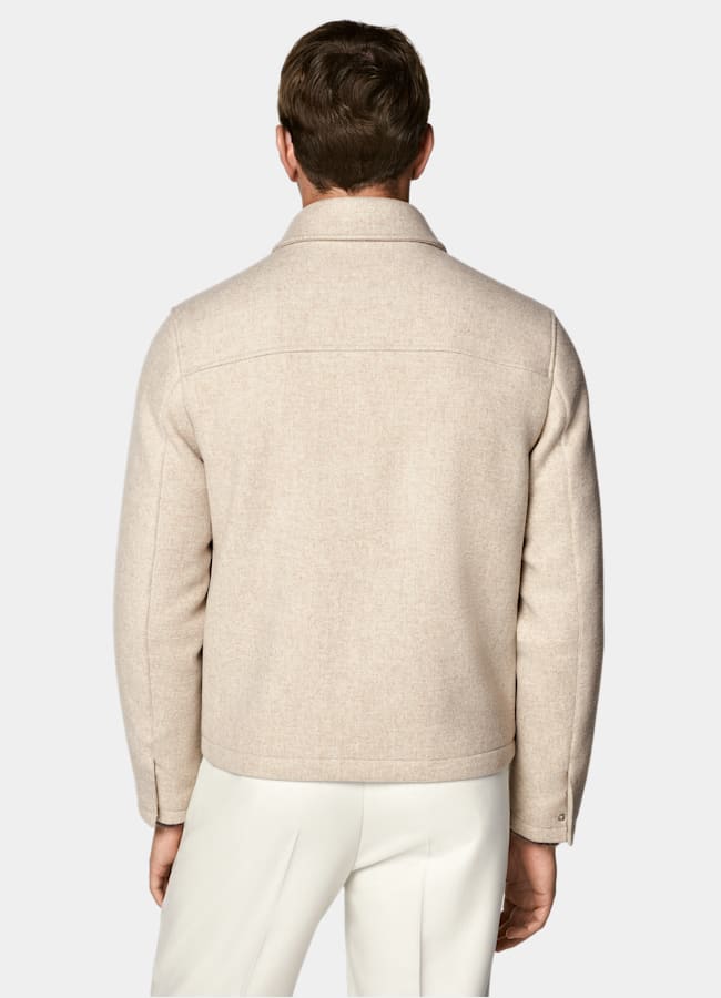 SUITSUPPLY Pure Wool Sand Bomber Jacket