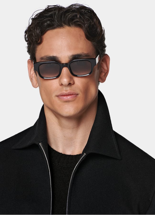 SUITSUPPLY Pure Cashmere by Colombo, Italy Black Bomber Jacket