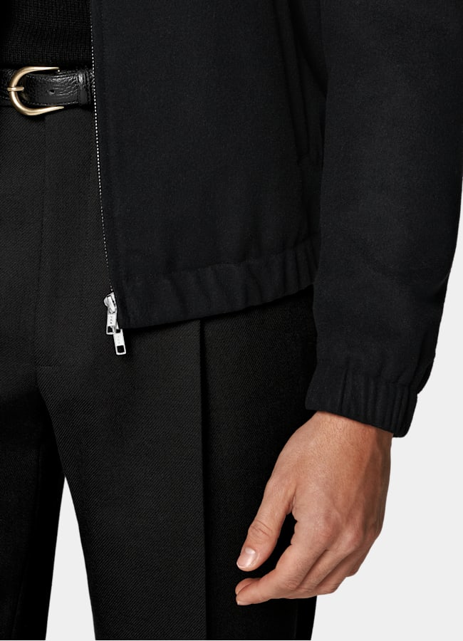 SUITSUPPLY Pure Cashmere by Colombo, Italy Black Bomber Jacket