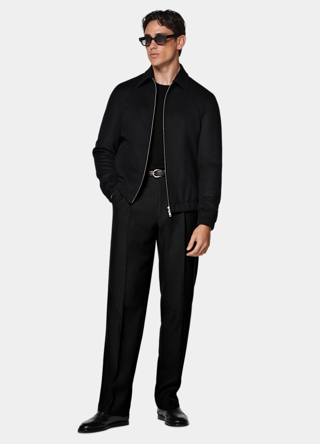 SUITSUPPLY Pure Cashmere by Colombo, Italy Black Bomber Jacket