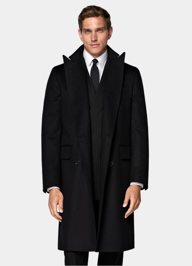 SUITSUPPLY Pure Wool Black Overcoat
