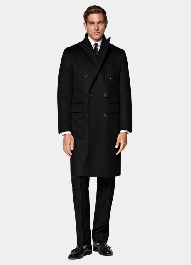 SUITSUPPLY Pure Wool Black Overcoat