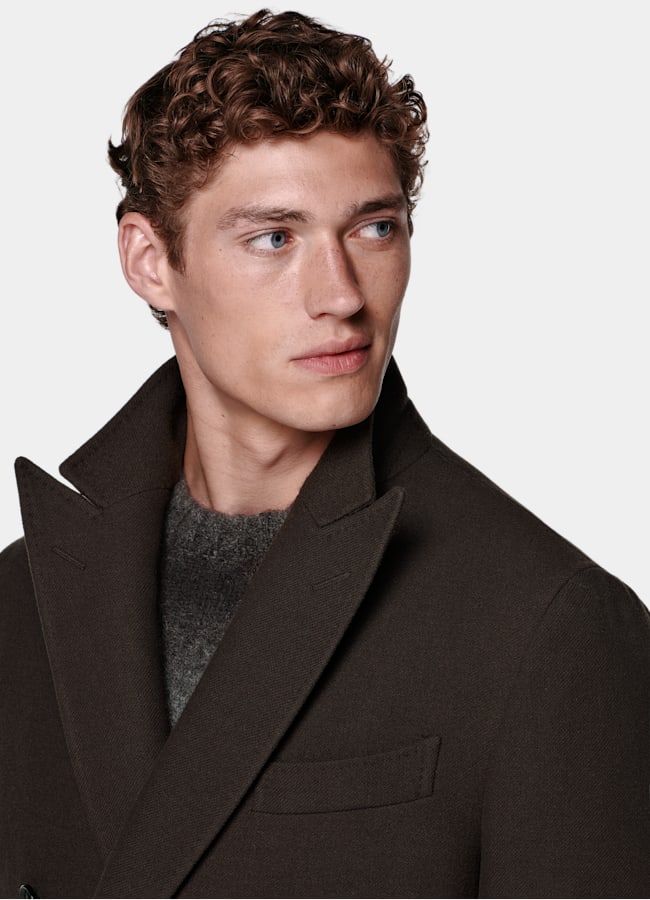 SUITSUPPLY Wool Cashmere by E.Thomas, Italy Brown Overcoat