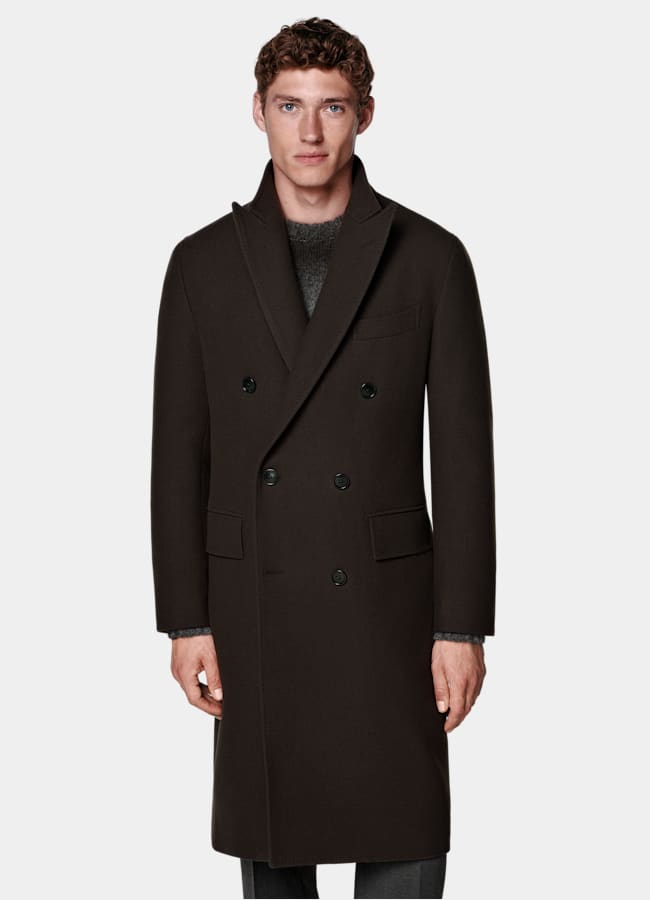 SUITSUPPLY Wool Cashmere by E.Thomas, Italy Brown Overcoat