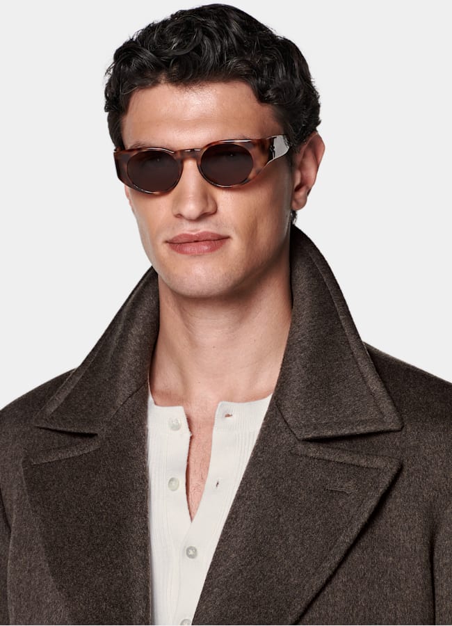 SUITSUPPLY Mélange laine et cachemire - Botto Giuseppe, Italie Caban marron foncé