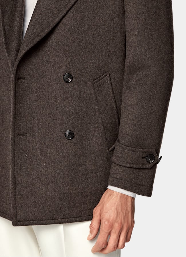 SUITSUPPLY Mélange laine et cachemire - Botto Giuseppe, Italie Caban marron foncé