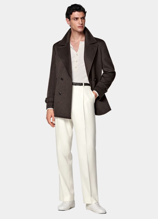 SUITSUPPLY Mélange laine et cachemire - Botto Giuseppe, Italie Caban marron foncé