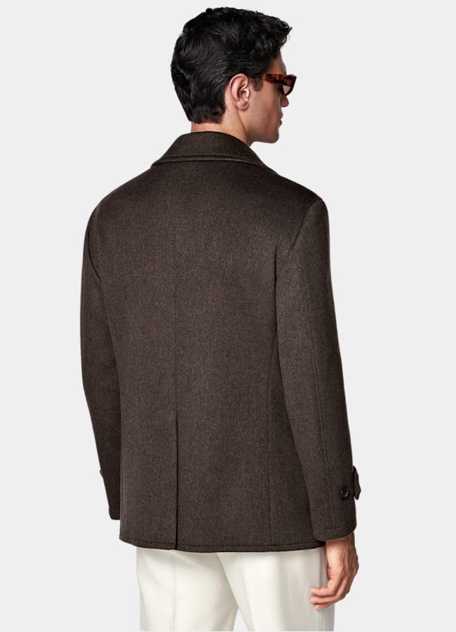 SUITSUPPLY Mélange laine et cachemire - Botto Giuseppe, Italie Caban marron foncé