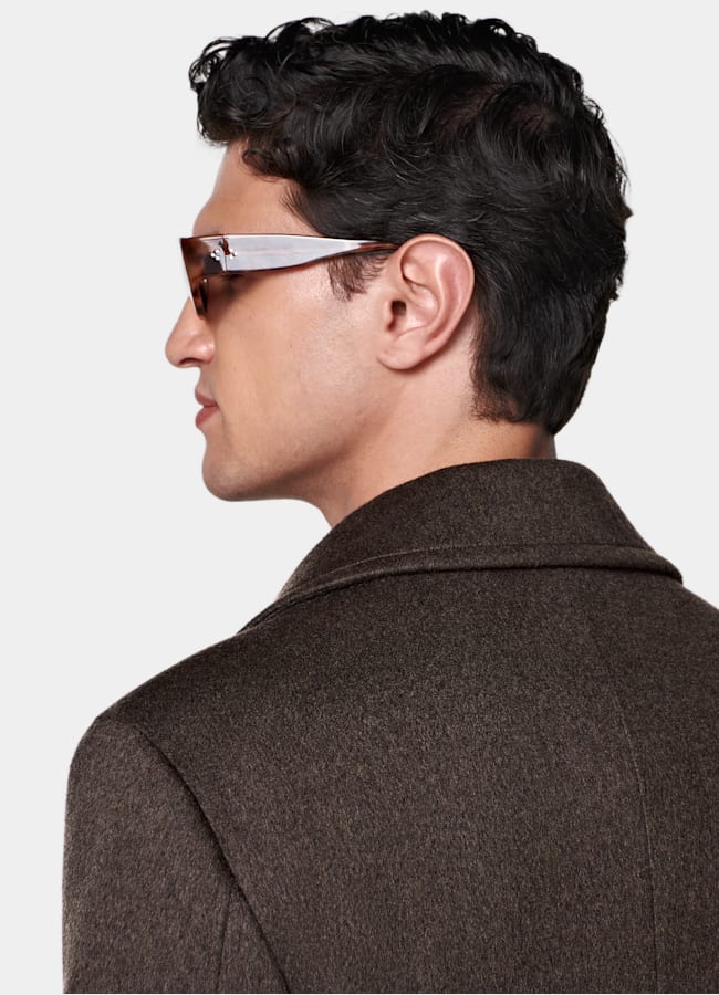 SUITSUPPLY Mélange laine et cachemire - Botto Giuseppe, Italie Caban marron foncé