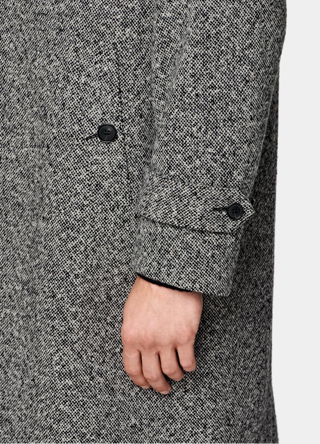 SUITSUPPLY Pure Wool by Moessmer, Italy Black Relaxed Raglan Overcoat